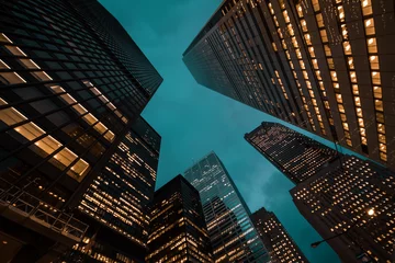 Foto auf Alu-Dibond Nachtansicht der Wolkenkratzer der Stadt Toronto  Schau hoch  © goami