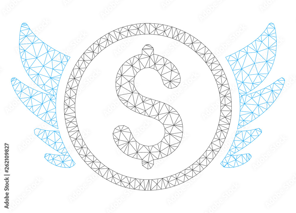 Poster mesh angel investment polygonal icon illustration. abstract mesh lines and dots form triangular ange
