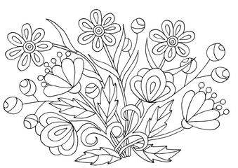 Hand-drawn flower patterns for coloring pages