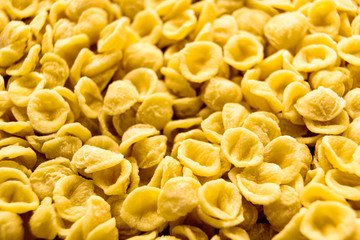 Orecchiette, Italian wheat semolina pasta.