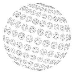 Mesh abstract dotted sphere polygonal icon illustration. Abstract mesh lines and dots form triangular abstract dotted sphere.