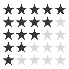 Five grey star rating icon, vector eps10. Rating stars, vector sign.