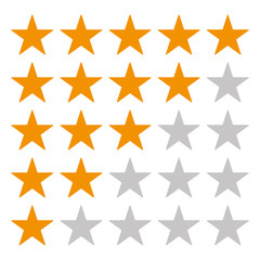 Obraz premium Five Star rating icon vector eps10. Rating star orange star vector eps10. 