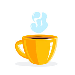 Red cup of coffee or black tea, vector