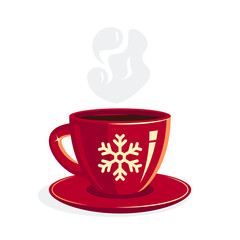 Red cup of coffee or black tea, vector