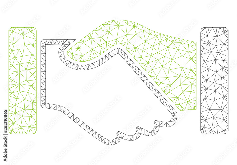Aufkleber mesh acquisition handshake polygonal icon illustration. abstract mesh lines and dots form triangular