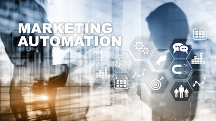 Marketing Automation Software Technology Process System Internet Business concept. Mixed media...
