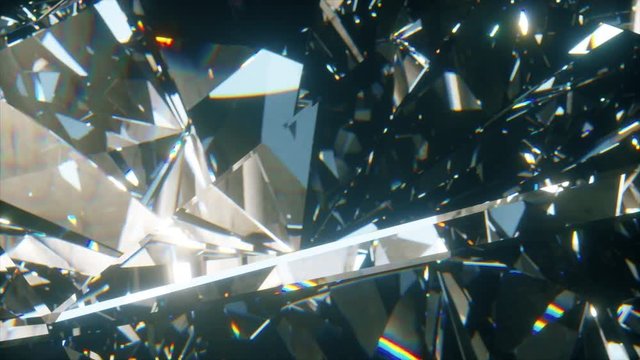 Beautiful slowly rotating diamond. Seamless loop 4k cg 3d animation, nice looping abstract background.