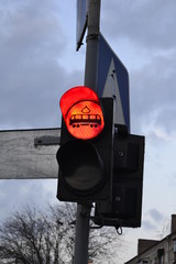 traffic light with road sign