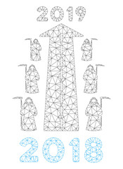 Mesh 2019 scytheman future road polygonal 2d illustration. Abstract mesh lines and dots form triangular 2019 scytheman future road.