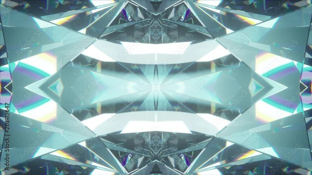 Poster sparkling abstract rotating diamond macro background with kaleidoscope effect. seamless loop 4k cg 3