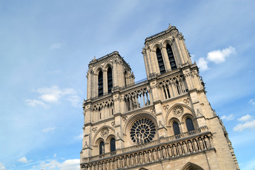 Fototapeta na wymiar Notre-dame cathedral - majestic facade before dramatic fire from 15 April 2019