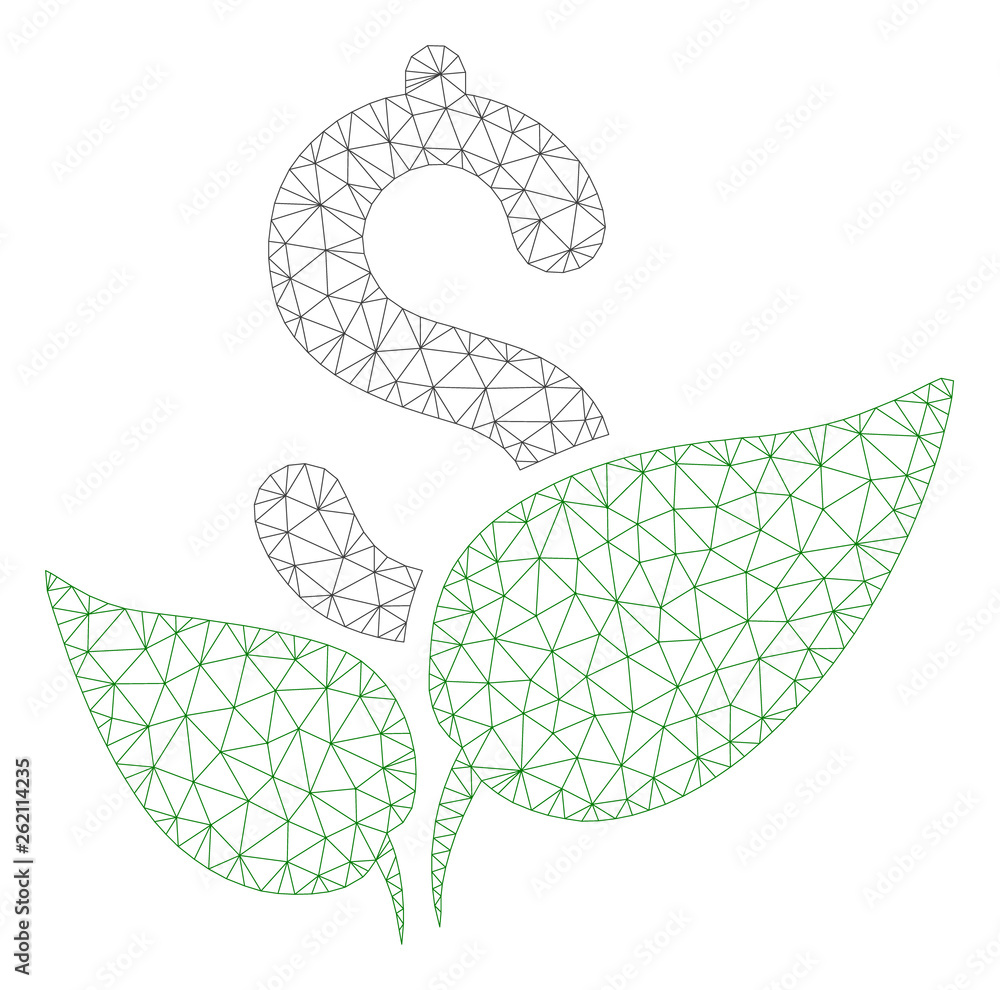 Poster mesh agriculture startup polygonal icon illustration. abstract mesh lines and dots form triangular a