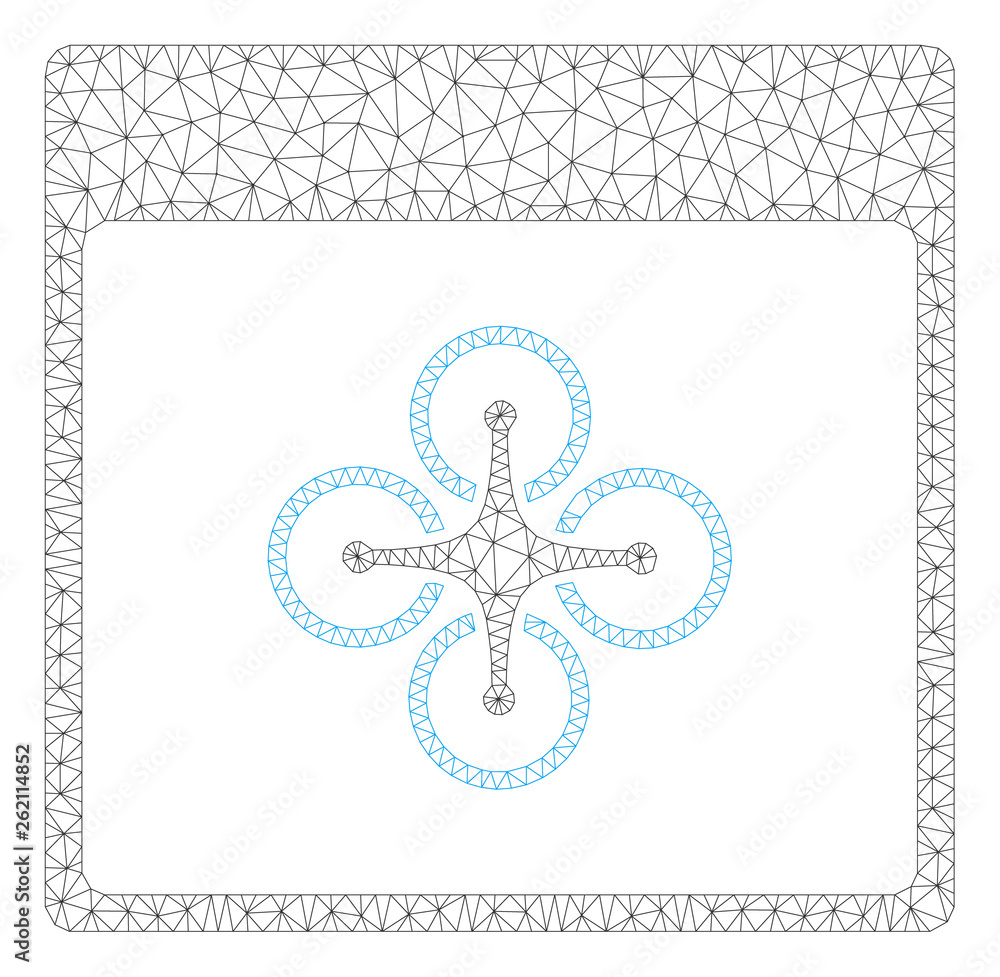 Poster mesh air copter calendar page polygonal icon illustration. abstract mesh lines and dots form triangu
