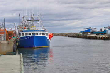 Fototapeta premium fishing boat at mouth of harbor 3125 A