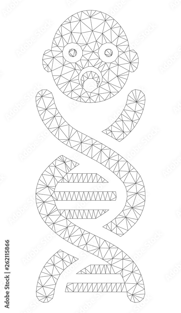 Poster mesh baby genes polygonal 2d illustration. abstract mesh lines and dots form triangular baby genes. 