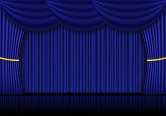 Blue curtain opera, cinema or theater stage drapes