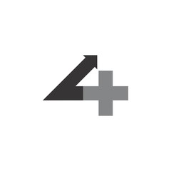 Fototapeta premium Number Four with up arrow logo