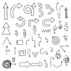 Hand-drawn doodle arrows vector set for your design. Vector illustration on white background.