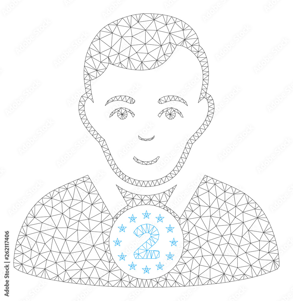Poster mesh 2nd prizer sportsman polygonal icon illustration. abstract mesh lines and dots form triangular 