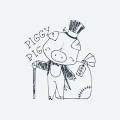 Cute little animal. Cartoon hand drawn vector illustration.