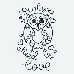 Cute little animal. Cartoon hand drawn vector illustration.