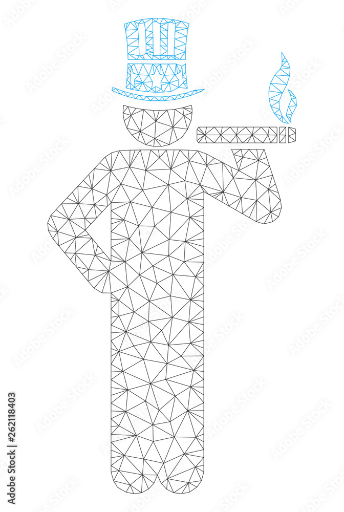 Poster mesh american capitalist polygonal icon illustration. abstract mesh lines and dots form triangular a