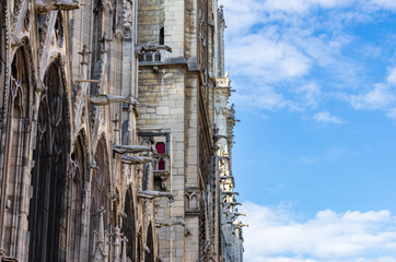 Towers and gargoyles of Notre Dame.