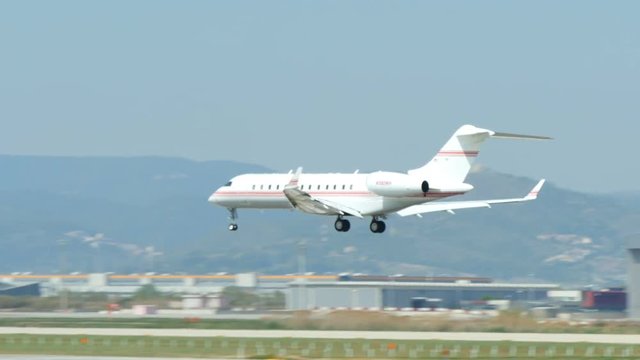 Commercial airliner landing at Barcelona International Airport.
Bombardier BD-700-1A10 aircraft landing at Barcelona Airport. Passenger airplane landing.
Aircraft landing at Barcelona Airport.