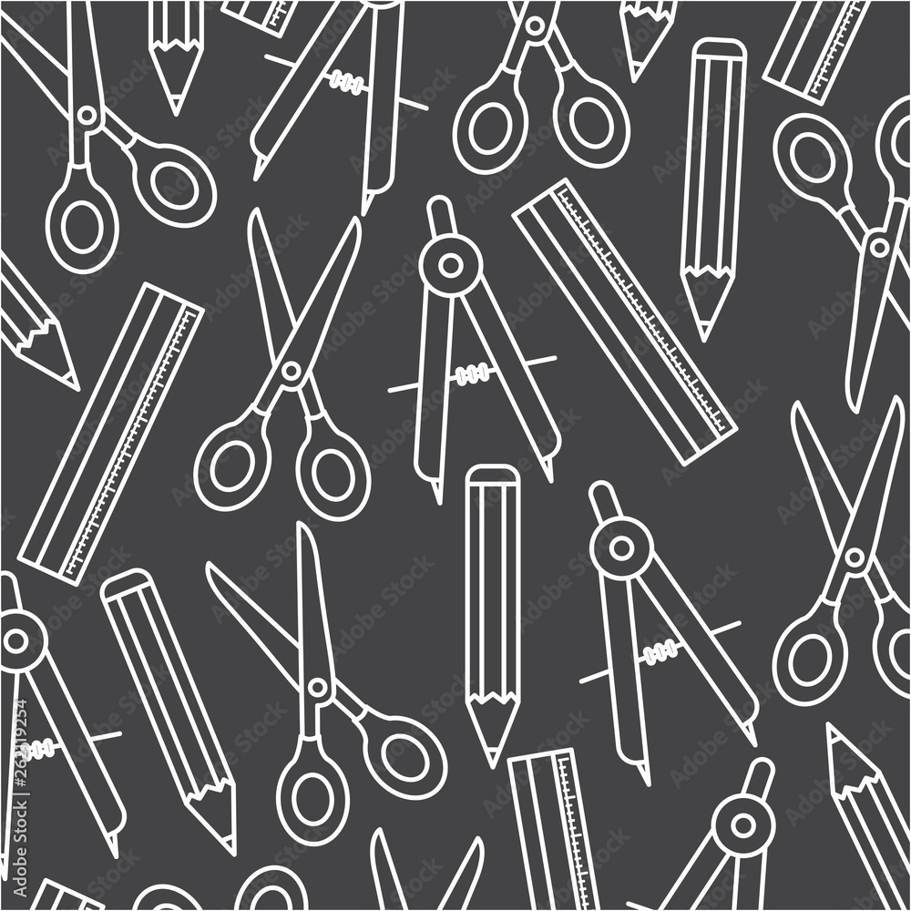 Canvas Prints pattern of ruler and scissors tool icon