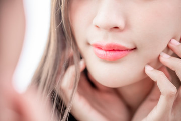 close up woman lip