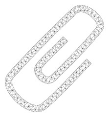 Mesh attach polygonal 2d illustration. Abstract mesh lines and dots form triangular attach. Wire frame 2D polygonal line network in vector format isolated on a white background.