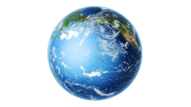 Realistic Earth Rotating on White (Loop) 4K