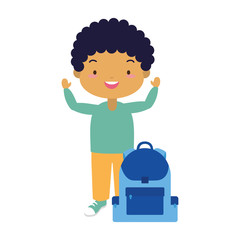 school boy and backpack