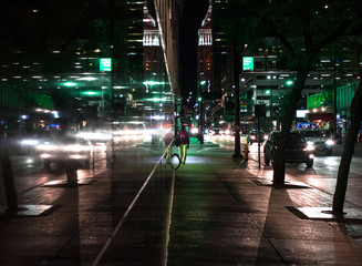 Fototapeta na wymiar Night City Street Reflection