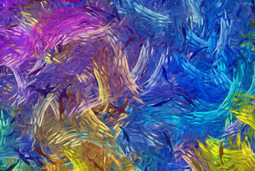 Abstract texture background. Digital painting in Vincent Van Gogh style artwork. Hand drawn artistic pattern. Modern art. Good for printed pictures, postcards, posters or wallpapers and textile print.