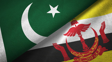 Pakistan and Brunei two flags textile cloth