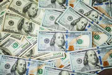 American money background texture bills of 100 american dollars