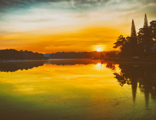 Sunrise over Xuan Huong Lake, Dalat, Vietnam