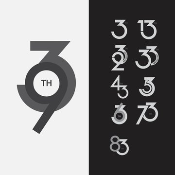 93 th Anniversary Set Vector Template Design Illustration