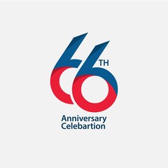 66 th Anniversary Celebration Vector Template Design Illustration - obrazy, fototapety, plakaty