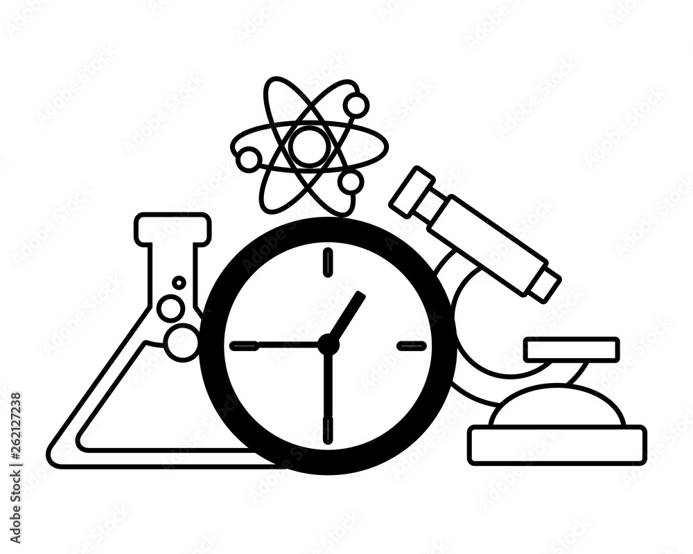 Poster school science atom microscope