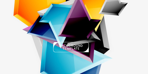 Minimal geometrical triangles with 3d effect abstract background template