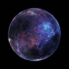 Abstract particle sphere, science background.Virtual flow big binary data visualization. Digital technology planet structure, Glows and particles. 3D render