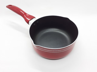 Red frying pan kitchenware isolated on white background for graphic resources
