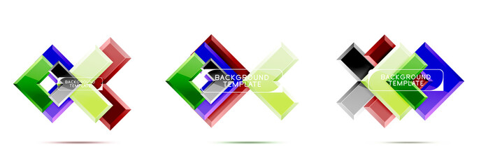 Arrow and square design abstract logo or banner collection. Modern geometrical design