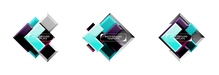 Arrow and square design abstract logo or banner collection. Modern geometrical design