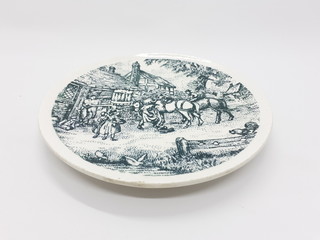 Porcelain Traditional Antique Ethnic Vintage Retro Kettle Tea Pot Cup Plate Set Clean Photo in White Isolated Background as Graphic Resources