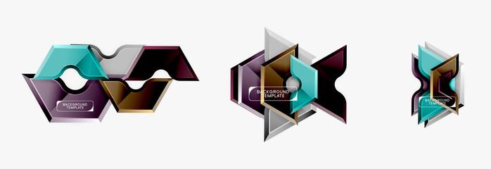 Geometric banner made of glossy geometric shapes, for background or abstract logo element