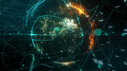 Information technology of internet of things IOT big data cloud computing - conceptual 3D render